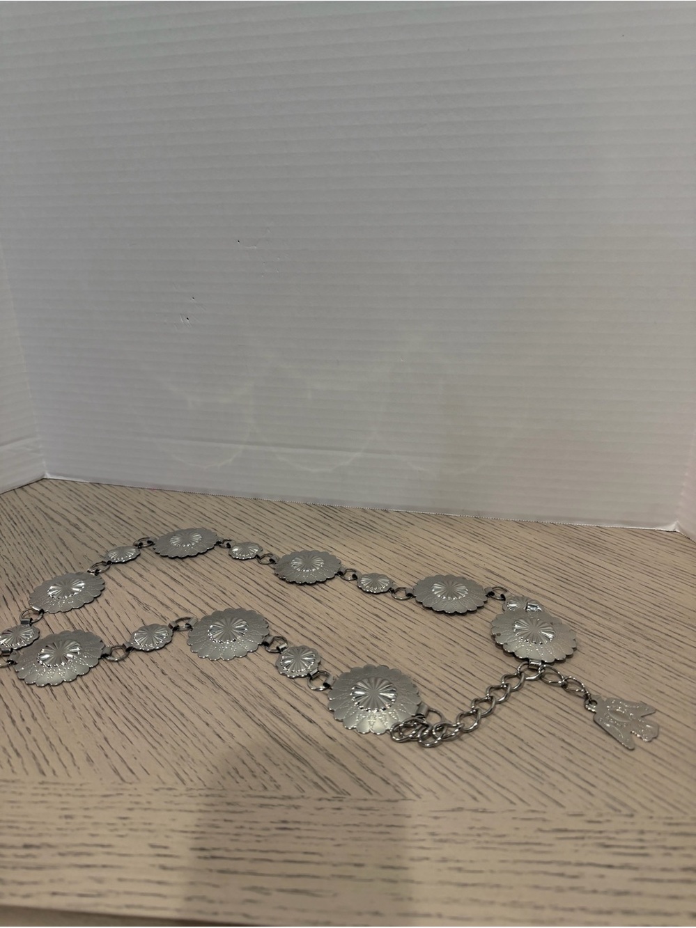 Silver Plated Flower Western Design Concho Chain Link Hip Belt 42”